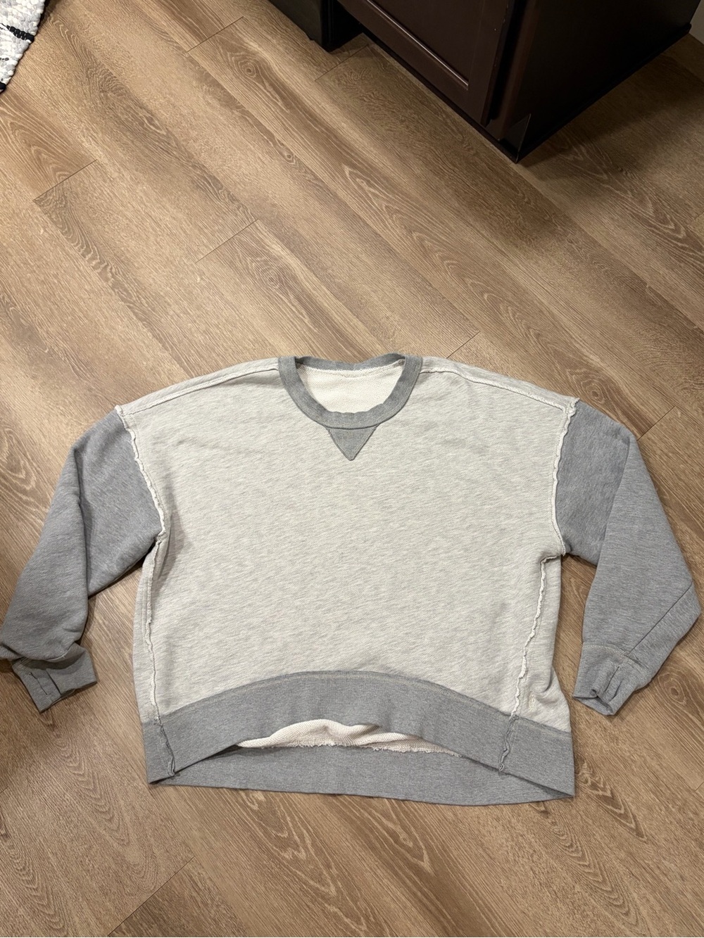 FP Movement by Free People Two-Tone Gray Crewneck Sweater